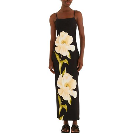 Farm Vestido Midi Estampado Papoula