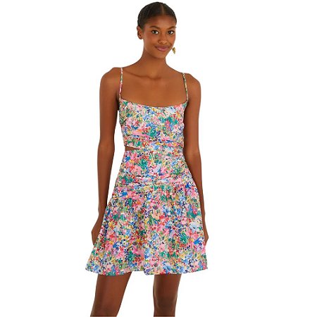 Farm Vestido Curto Estampado Camponesa