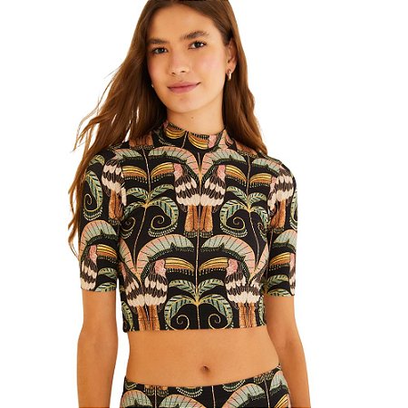 Farm Blusa Cropped Estampada Tucano Real