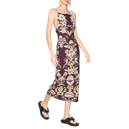 Farm Vestido Midi em Cogumelo