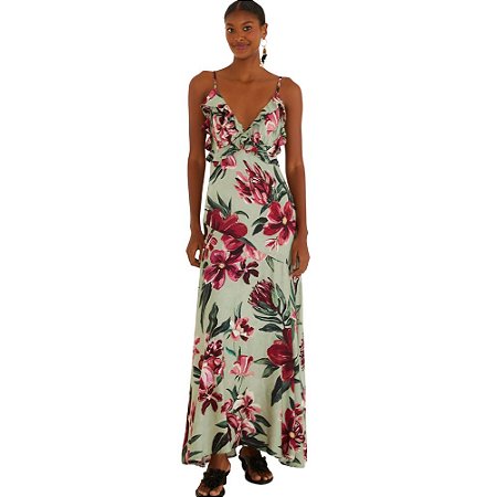 Farm Vestido Longo Estampado Gabrielle