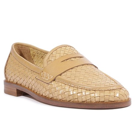 Schutz Mocassim Bico Redondo Couro Marrom Claro