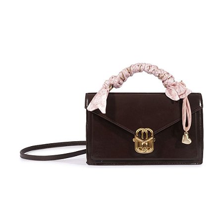Schutz Bolsa Satchel Brera Aged Média Couro Marrom