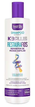 HIDRAN-k3 plus shampoo restaura fios 300ml