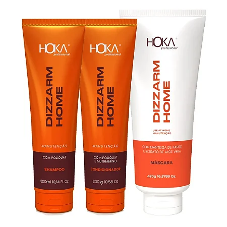 Kit Pós Progressiva Shampoo + Condicionador + Máscara Dizzarm Home Hoka
