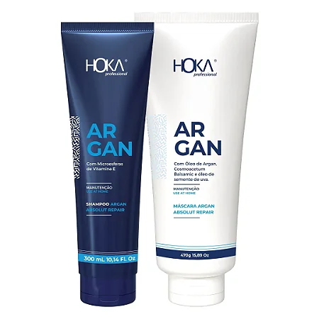 Kit Reparação Shampoo e Máscara Argan Anticaspa Hoka