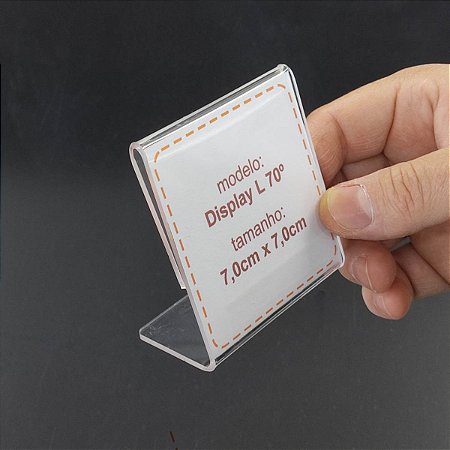 Display em acrílico modelo L para papel tamanho 7x7 cm (10 unidades)