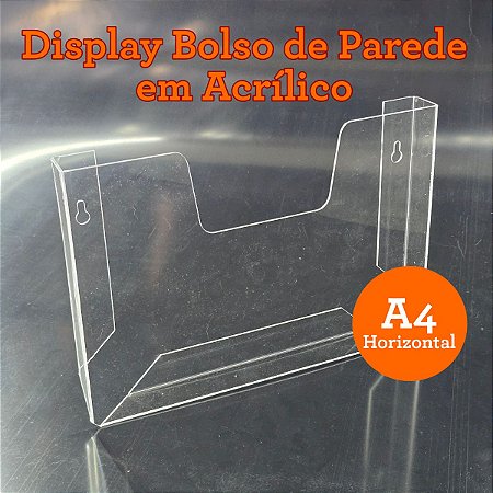 Display Bolso de Parede Prontuário em Acrílico Tamanho A4 – Horizontal
