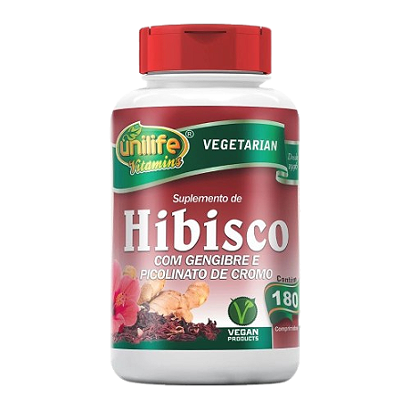 Hibisco com Gengibre e Picolinato de Cromo 180 Cápsulas Unilife