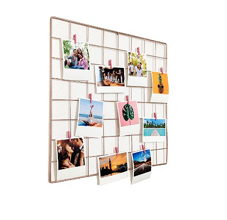 Memory board 40x40cm + 10 Fotos Polaroids + 10 pregadores