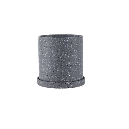 Vaso Para Plantas De Cerâmica Granilite Cinza 12 Cm