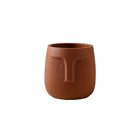 Vaso Decorativo Em Cerâmica Rosto Terracota 14 Cm