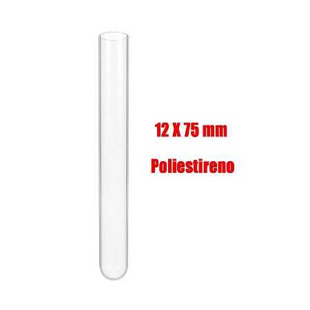 Tubo de Ensaio Cristal 12x75 Poliestireno- Cralplast