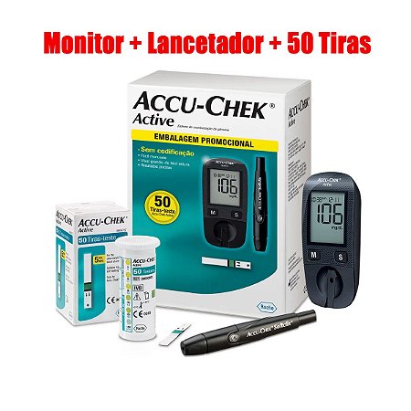 Monitor de Glicemia Accu-chek Active com 50 tiras - Roche