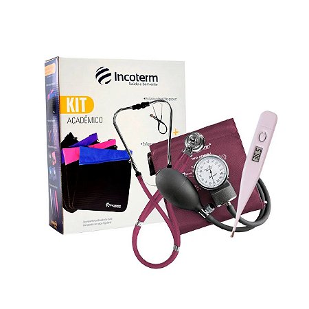 Kit Acadêmico KA100 Bordô Esteto + Tensiômetro + Termômetro + Bolsa - Incoterm