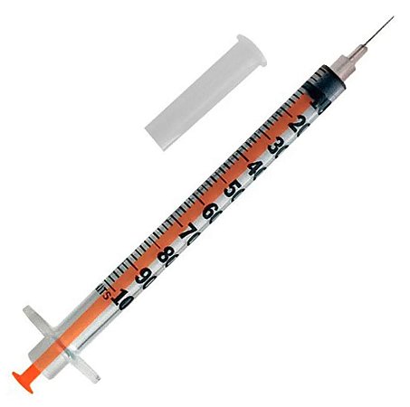 Seringa Descartável para Insulina U-100 01ml Luer Slip com Agulha (0,45mm x 13mm) - SR