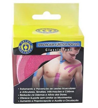 Faixa Elástica Adesiva Kinesio Classtape Rosa (05cm x 5m) - Ortho Pauher