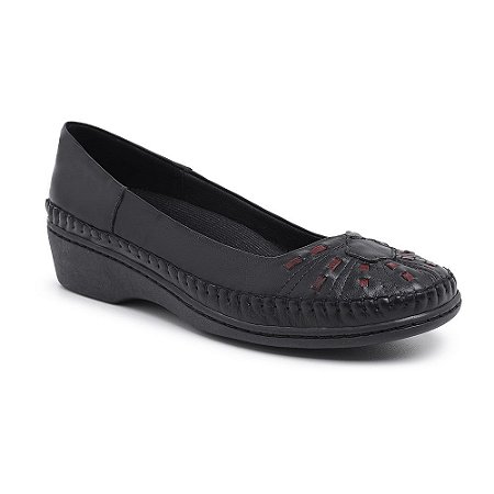 Sapato Feminino Em Couro Legitimo Comfort - Ref. 09 Preta