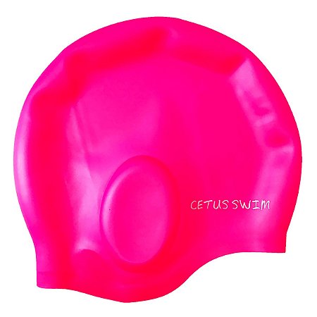 Touca de Silicone para Natacao Cetus Cobre Orelha - Rosa