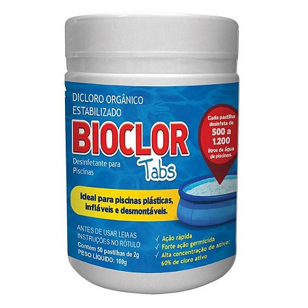 CLORO PARA PISCINA INFLÁVEL - BIOCLOR 2G - 50 PASTILHAS