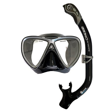 Kit De Mergulho Máscara E Snorkel Cressi Ikarus Semi Dry