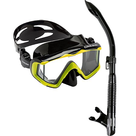 Kit Mergulho E Snorkel Silicone Cressi Pano 3 E Snorkel Tao