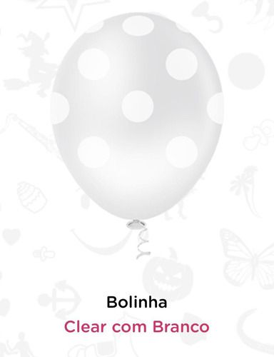 Balão Bexiga Bolinhas Branco - 25 Unid - Pic Pic