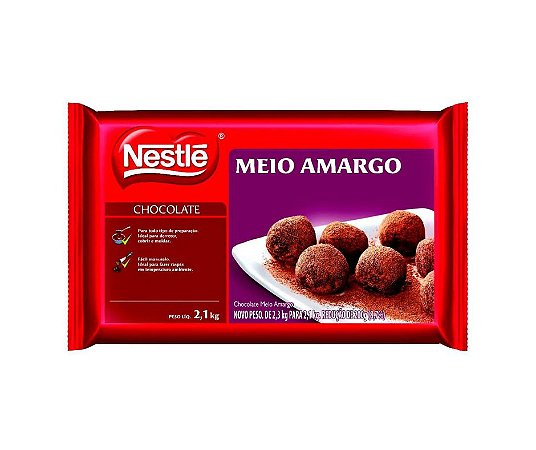 Cobertura Chocolate Nestle Meio Amargo - Barra 2,1kg