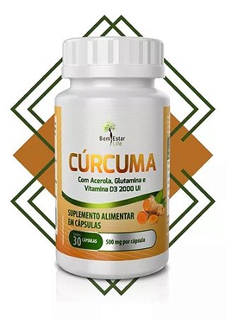 Cúrcuma com Acerola, Glutamina e Vitamina D3 2000 UI 30 Cápsulas
