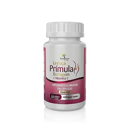 Óleo de Prímula, Linhaça, Borragem + Vitamina E 60 Cápsulas