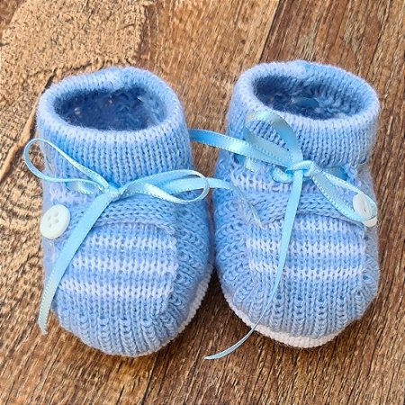 Sapatinho Ursinho coroa AZUL BEBÊ - Sonho de Bebê BH - Saídas de Maternidade