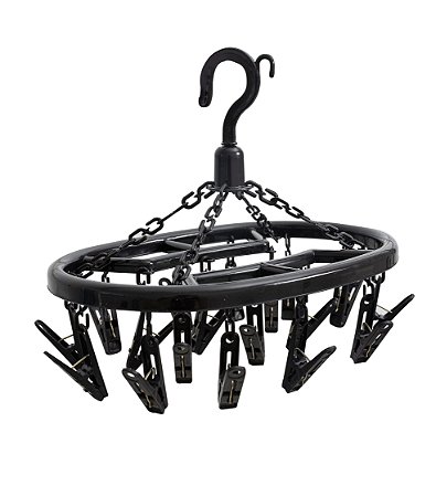 Mini Varal Oval Preto Com 18 Prendedores Secalux