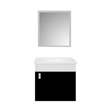 Gabinete para Banheiro Roma 42CM MDP Branco/Preto Sicmol