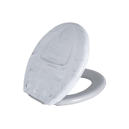 Assento Sanitário Oval Almofadado Marmorizado Branco Astra