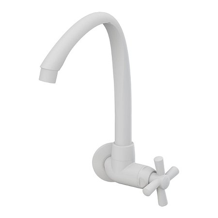 Torneira de Parede com Bica Alta e Móvel para Cozinha Cross Branca Tigre