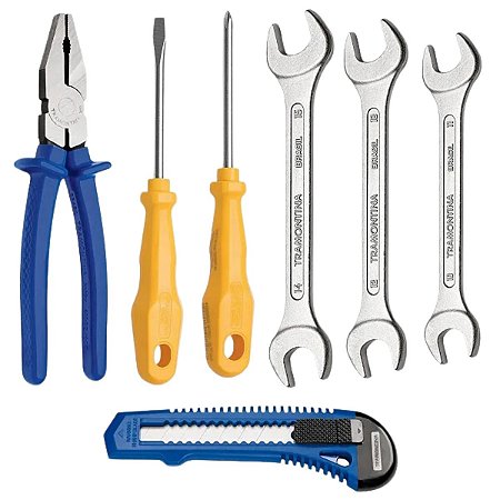 Kit Ferramentas com Alicate Estilete Chaves de Fenda e Chaves Fixas 7 Peças 43409103 Tramontina