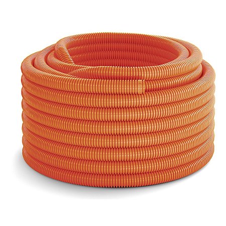 Conduíte Flexível Corrugado de PVC Reforçado  Laranja 32mm x 25m Krona