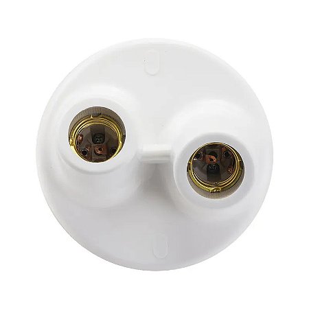 Plafon Plástico 2 Lâmpadas E27 c/Soquete Porcelana PL15/2-BR Kin