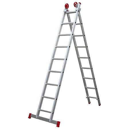 Escada Extensível 9x2 18 Degraus 4,44M Alumínio Botafogo