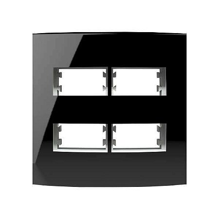 Placa 4X4 para 4 Módulos Inova Pro Class Black Piano Alumbra