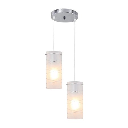 Pendente Luminária First Gelo com Vidro Opalino 2 Lâmpadas E27 Bronzearte