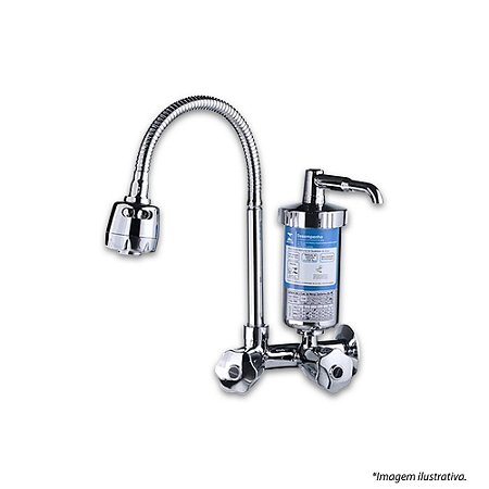 Torneira para Cozinha de Parede com Filtro Gourmet Tubo e Volantes ABS Bica Móvel 2186 C50 Carneiro