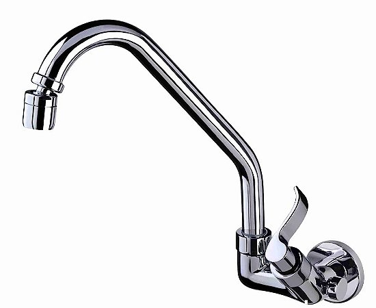 Torneira para Cozinha de Parede com Bica Móvel com Saída para Purificador Cromado 6169 C66 Carneiro
