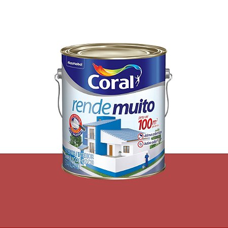 Tinta Acrílica Rende Muito Standard Fosco Vermelho Cardinal 3,6L - Coral