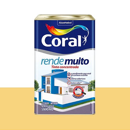Tinta Acrílica Rende Muito Standard Fosco Amarelo Canário 18L  - Coral