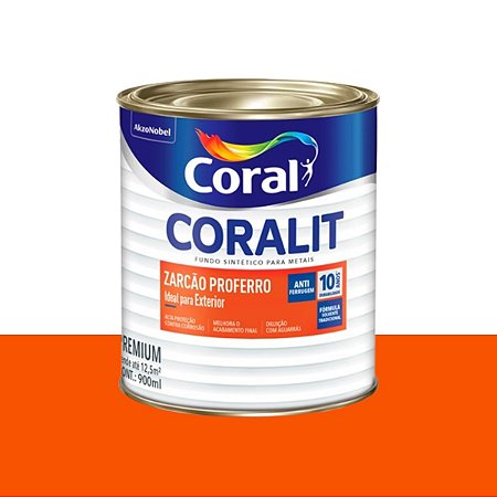 Fundo Zarcão Proferro Anticorrosivo Coralit Laranja 900ml - Coral