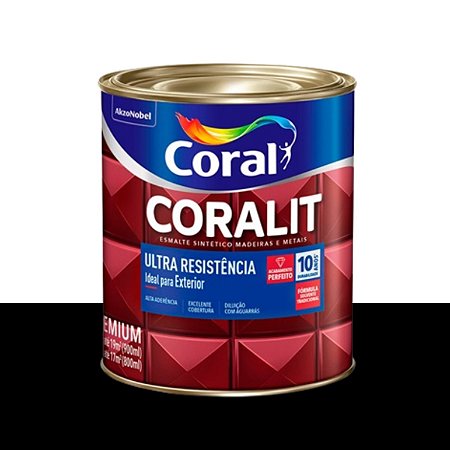 Esmalte Sintético Ultra Resistência Brilhante Coralit Preto 900ml - Coral