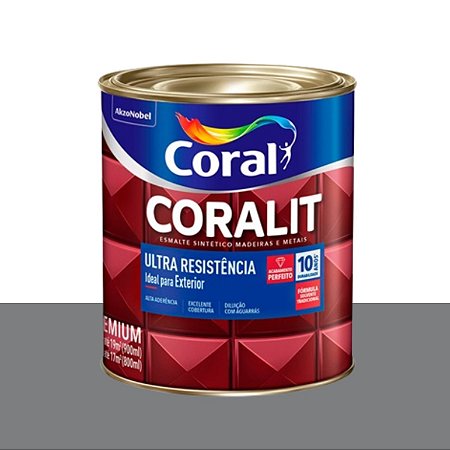 Esmalte Sintético Ultra Resistência Brilhante Coralit Cinza Médio 900ml - Coral