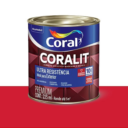 Esmalte Sintético Ultra Resistência Brilhante Coralit Vermelho 225ml - Coral