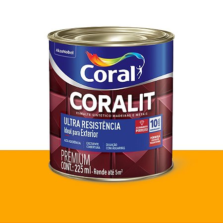 Esmalte Sintético Ultra Resistência Brilhante Coralit Amarelo 225ml - Coral